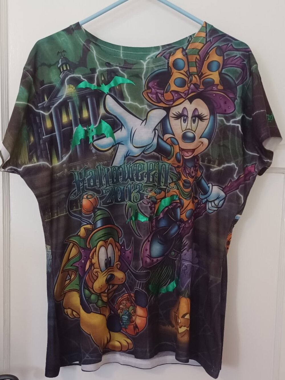 2013 Disneyland Halloween Haunted Mansion All-Over Print Jeweled Women XXL Shirt
